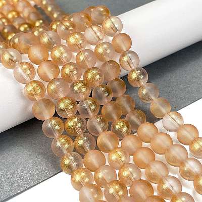 Frosted Transparent Glass Bead Strands X1-GLAA-P065-8mm-02-1