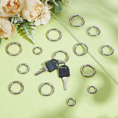 24Pcs 6 Styles Zinc Alloy Spring Gate Rings FIND-ME0002-10-1
