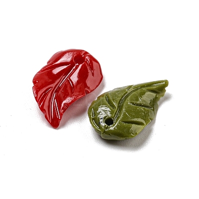 Synthetic Coral Dyed Leaf Charms CORA-Q034-02-1