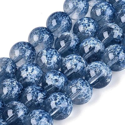 Transparent Half Spray Painted Glass Beads Strands LS-GLAA-Q110-02A-04-1