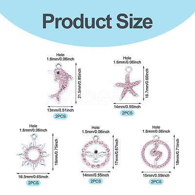 10Pcs 5 Styles Alloy Pendants FIND-TADJ0001-26B-1