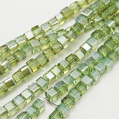 Electroplate Glass Beads Strands EGLA-D018-6x6mm-24-1