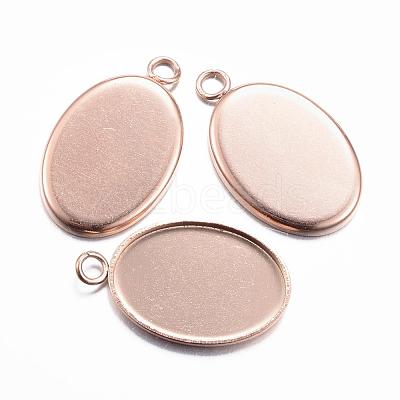 Ion Plating(IP) 304 Stainless Steel Pendant Cabochon Settings STAS-H383-12RG-1
