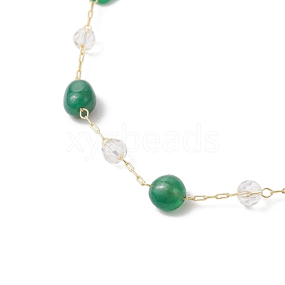 Handmade Natural Green Agate Beaded Chains Earring & Necklaces Sets SJEW-JS01342-04-1