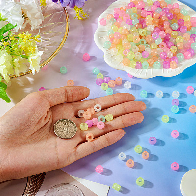 500Pcs Luminous Transparent Acrylic Beads LACR-TA0001-09-1