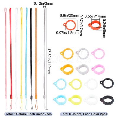16 Sets 8 Colors Portable Electronic Cigarette Anti-Lost Necklace Lanyard AJEW-GF0006-18-1