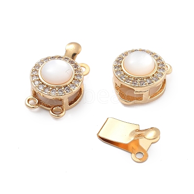 Brass Micro Pave Clear Cubic Zirconia Box Clasps KK-B125-04G-1