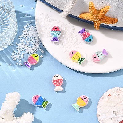 8Pcs 8 Colors Painted Glass Beads LAMP-YW0004-07-1