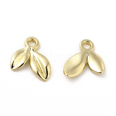 Rack Plating Alloy Leaf Charms FIND-G044-07LG-1