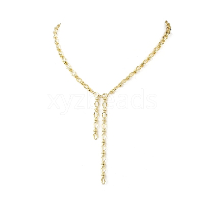 Brass Oval Link Lariat Necklaces for Women NJEW-JN05637-1