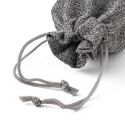 Polyester Imitation Burlap Packing Pouches Drawstring Bags ABAG-R005-9x12-04-1