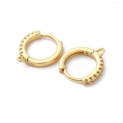 Brass Clear Cubic Zirconia Hoop Earring Findings KK-L242-27G-1