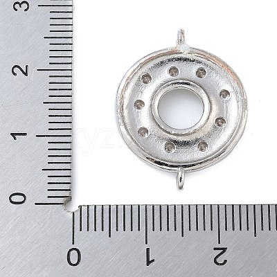 Rack Plating Brass Clear Cubic Zirconia Donut Connector Charms KK-A234-030P-02-1