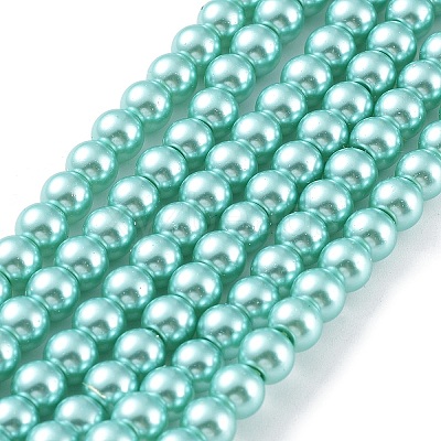 Baking Paint Pearlized Glass Pearl Round Bead Strands HY-Q003-6mm-32-1