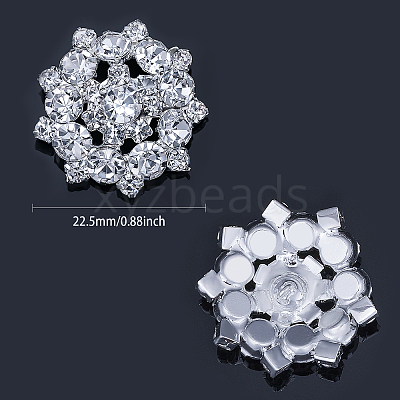 6Pcs 1-Hole Alloy Rhinestone Shank Buttons BUTT-CA0001-16A-1