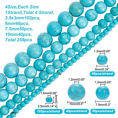 4 Strands 4 Styles Synthetic Turquoise Beads Strands G-AR0005-10-1