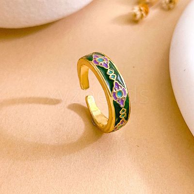 Brass Enamel Cuff Open Rings for Women WG44DD4-02-1