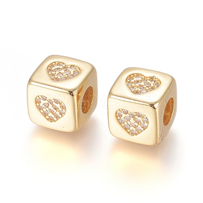 Brass Micro Pave Cubic Zirconia European Beads ZIRC-G162-14G-03-1