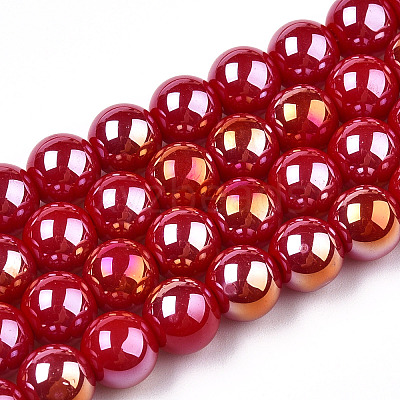 Electroplate Opaque Glass Beads Strands X-GLAA-T032-P8mm-AB04-1