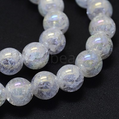 Electroplated Natural Crackle Quartz Crystal Beads Strands G-K285-08-8mm-1