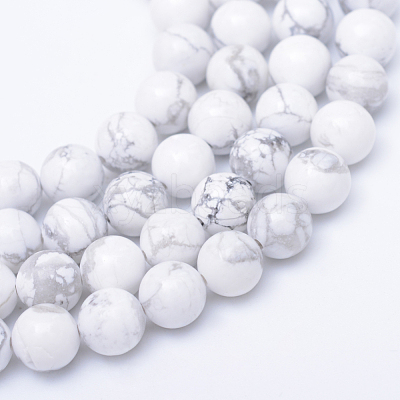 Round Natural Howlite Bead Strands X-G-R345-6mm-18-1