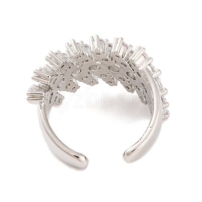 Brass Micro Pave Clear Cubic Zirconia Open Cuff Rings RJEW-U009-08P-01-1