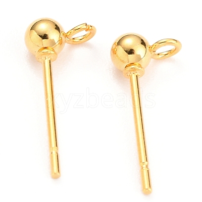 304 Stainless Steel Ball Post Stud Earring Findings X-STAS-Z035-02G-B-1