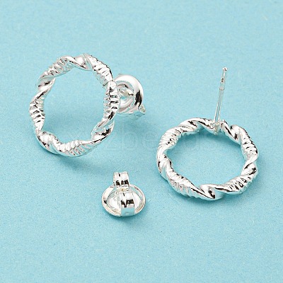 304 Stainless Steel Hollow Ring Stud Earrings for Woman EJEW-N907-003S-1