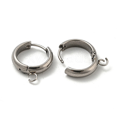 Tarnish Resistant 201 Stainless Steel Huggie Hoop Earring Findings STAS-P283-01W-P-1