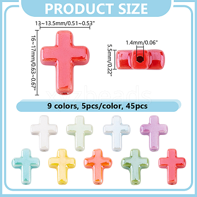 45Pcs 9 Colors Handmade Porcelain Beads PORC-HY0001-14-1