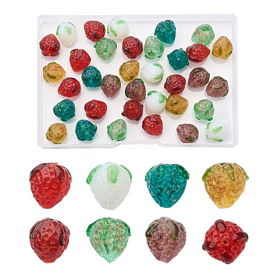 35Pcs 7 Style Handamde Bumpy Lampwork Beads LAMP-CD0001-11-1