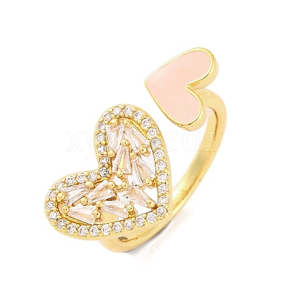Brass Micro Pave Clear Cubic Zirconia Open Cuff Rings RJEW-U009-04D-G-1
