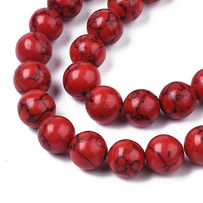 Synthetical Turquoise Gemstone Round Bead Strands TURQ-R035-10mm-04-01-1