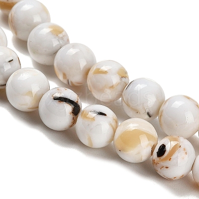 Assembled Synthetic Stone and Trochus Shell Beads Strands G-B128-08B-01-1