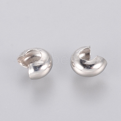 Platinum Color Ringent Round Brass Crimp Beads Covers X-EC266-NF-1