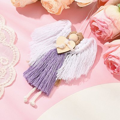 Angel Handmade Woven Macrame Cotton Thread Pendant Decorations HJEW-JM02454-02-1