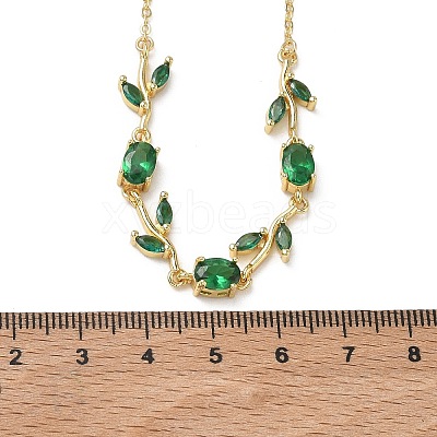 Brass Pave Cubic Zirconia Rose Flower Link Cable Chain Necklaces for Women NJEW-C121-05B-08G-1
