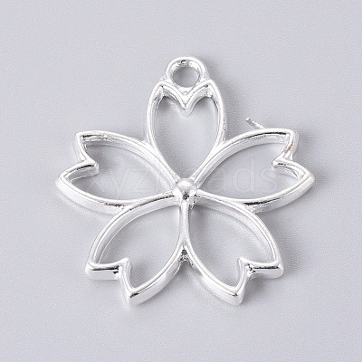 Alloy Open Back Bezel Pendants PALLOY-E564-46S-1