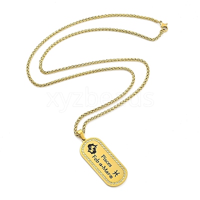 Constellation 304 Stainless Steel Micro Pave Clear Cubic Zirconia Wheat Chain Pendant Necklaces for Women Men NJEW-U007-01D-1