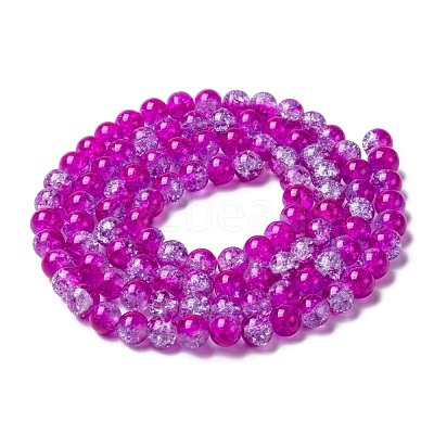 Spray Painted Crackle Glass Beads Strands CCG-Q002-8mm-09-1
