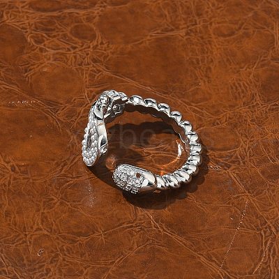 Brass Micro Pave Clear Cubic Zirconia Cuff Rings RJEW-U037-01P-1