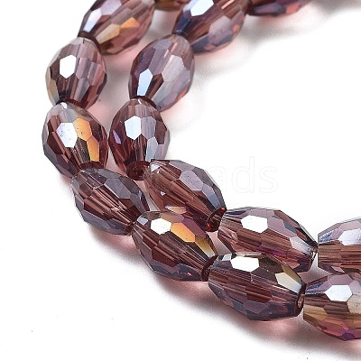 Transparent Electroplate Glass Beads Strands EGLA-A037-T6x8mm-B13-1