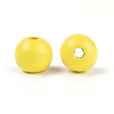 Spray Painted Round Natural Schima Wood Beads WOOD-A018-12mm-04-1