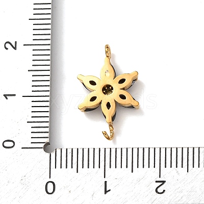 304 Stainless Steel Pave Cubic Zirconia Flower Links Connector Charms STAS-T026-03C-01G-1
