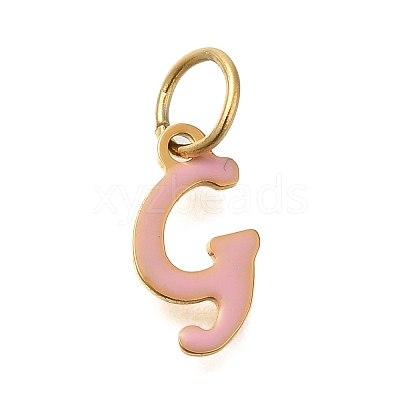 Ion Plating(IP) 304 Stainless Steel Enamel Alphabet Charms STAS-F308-02G-G-1