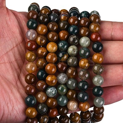 Natural Ocean Jasper Beads Strands G-F668-26-8mm-1