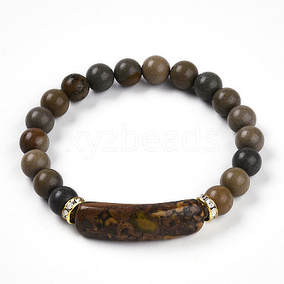 Natural Ocean Jasper Beads Stretch Bracelets BJEW-T022-04C-1