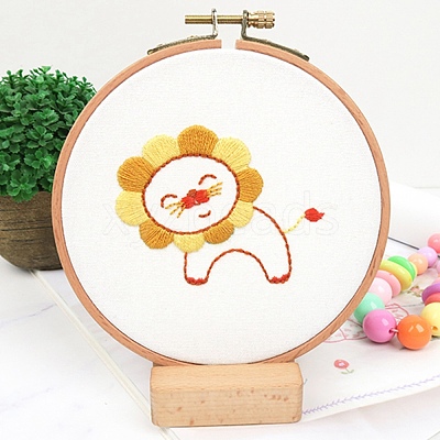 DIY Cartoon Animal Embroidery Sets DIY-G037-02F-1