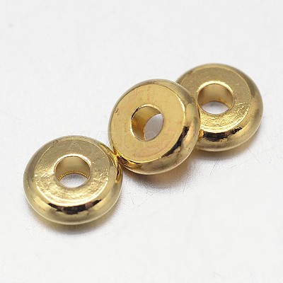 Flat Round Brass Spacer Beads KK-L106E-01G-1