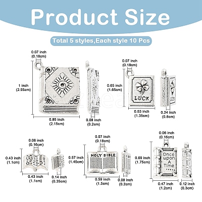 50Pcs 5 Styles Tibetan Style Alloy Pendants FIND-YW0011-41-1